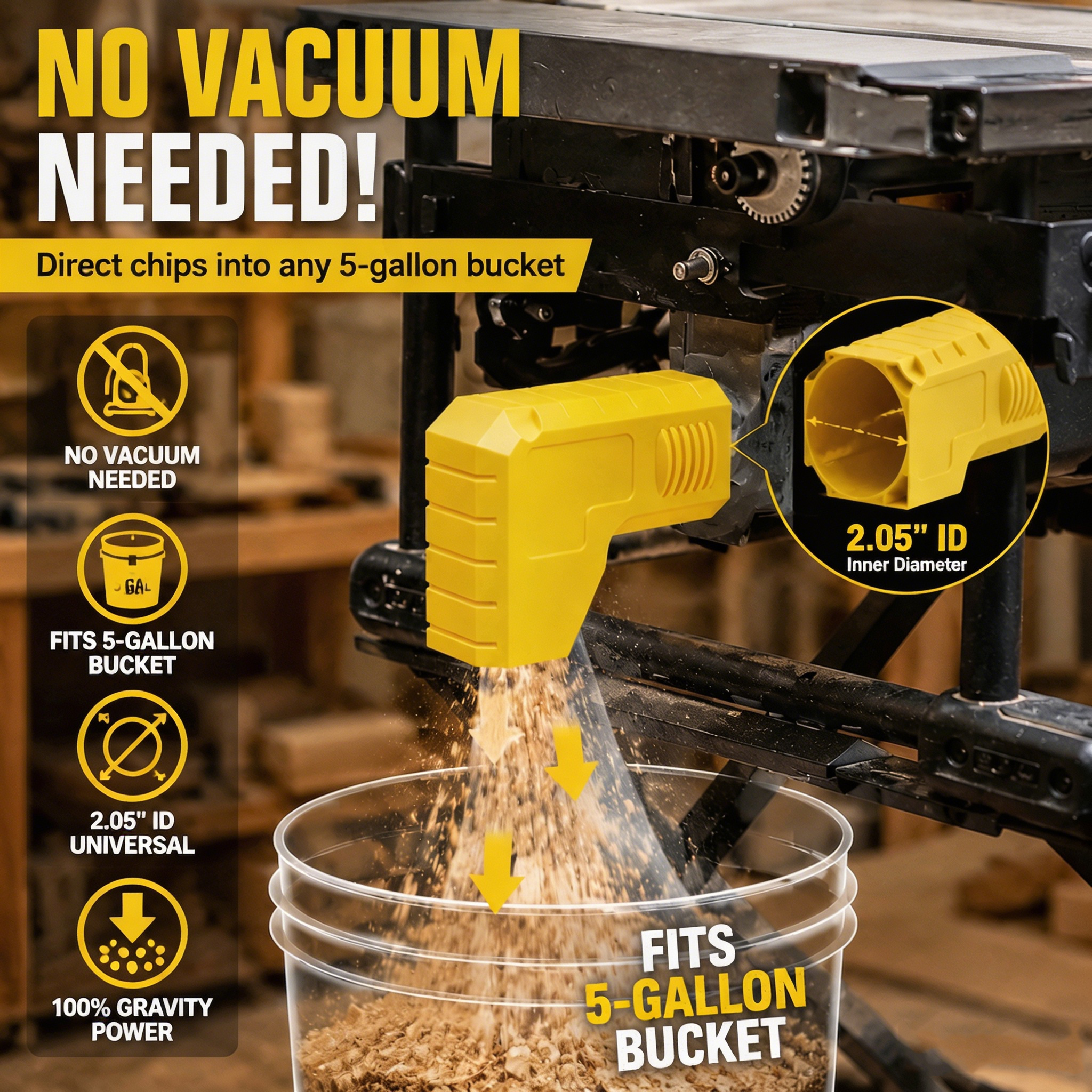 Woodworking Company - Table Saw Dust Collector 2.05 Inch