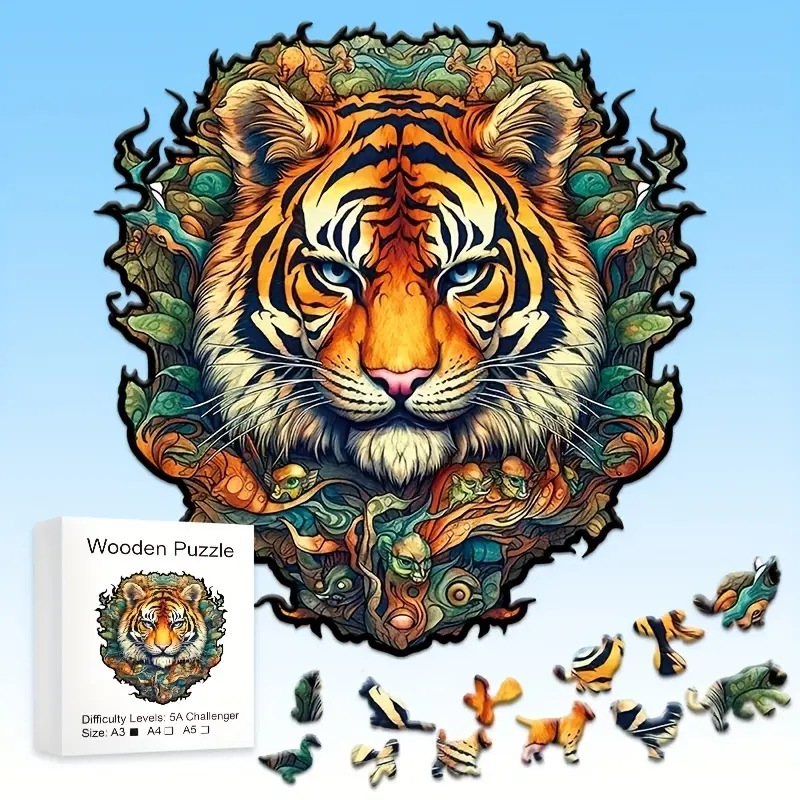 Tiger Wooden Jigsaw Puzzle, Un - Woodworking Game reseña y precio