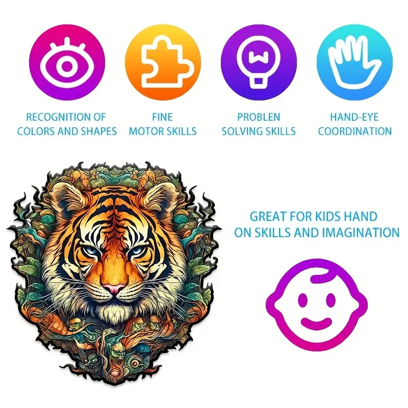 Tiger Wooden Jigsaw Puzzle, Un - Woodworking Game reseña y precio