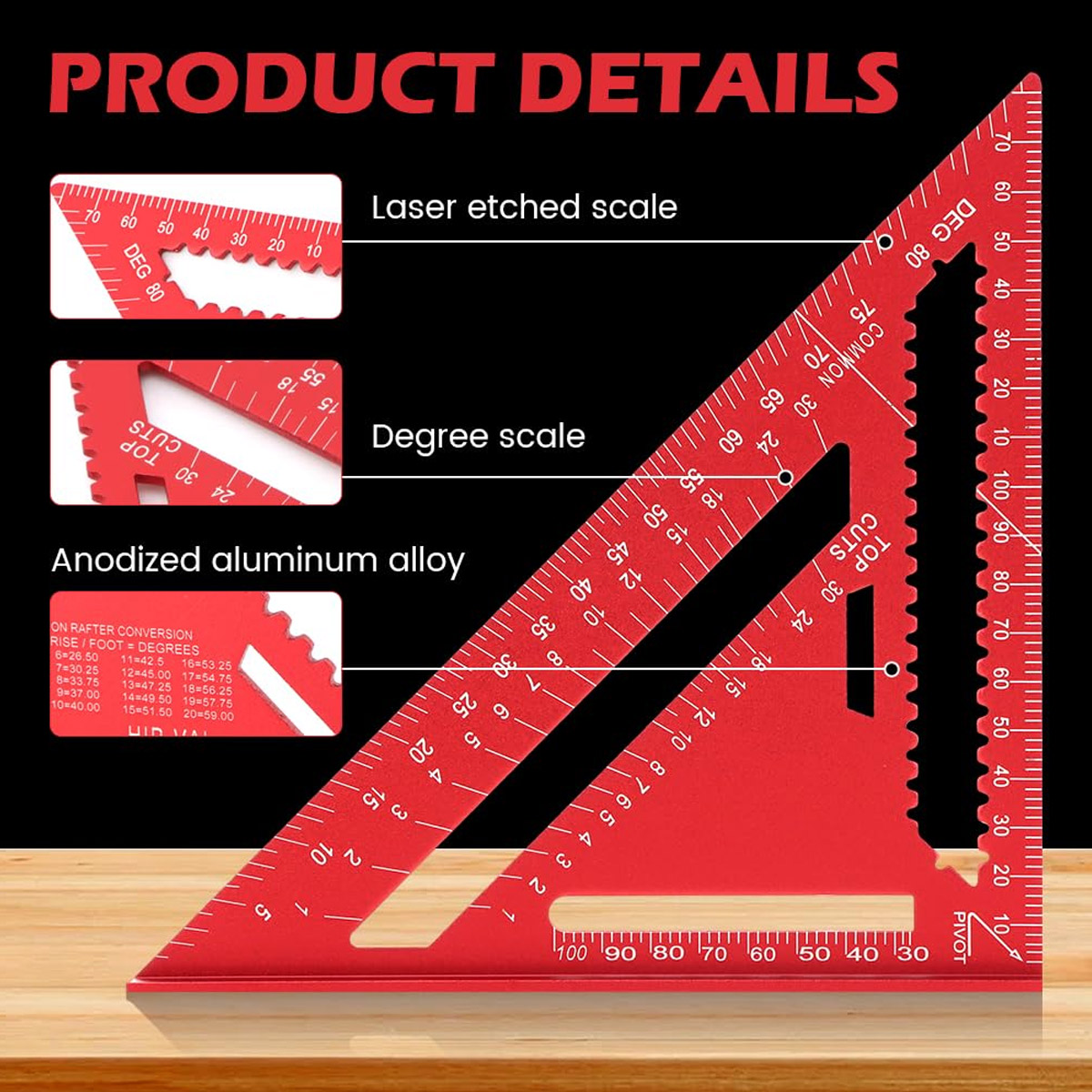 Aluminum Alloy Speed Square Hi - Woodworking Cutting Tools reseña y precio