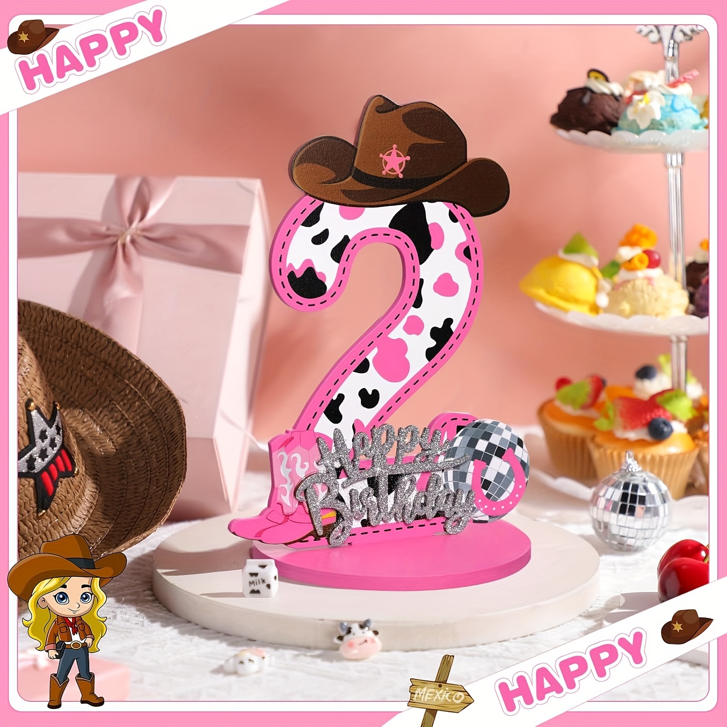 1Pcs Western Cowboy 1-3 Birthd - Woodworking Logos reseña y precio