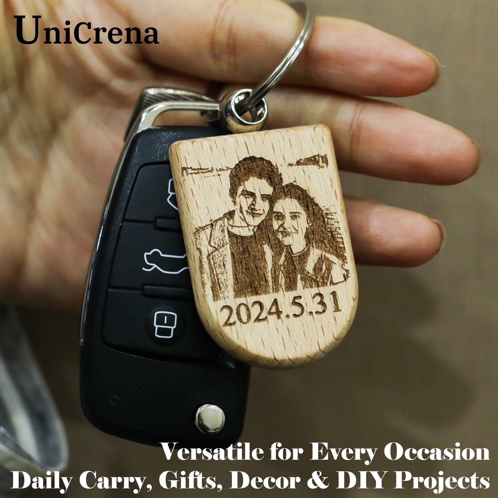 Unicrena Custom Photo Wood Key - Woodworking Logos reseña y precio