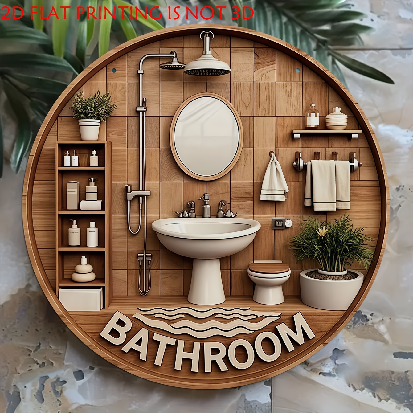 One 2D flat circular bathroom  - Woodworking Logos reseña y precio