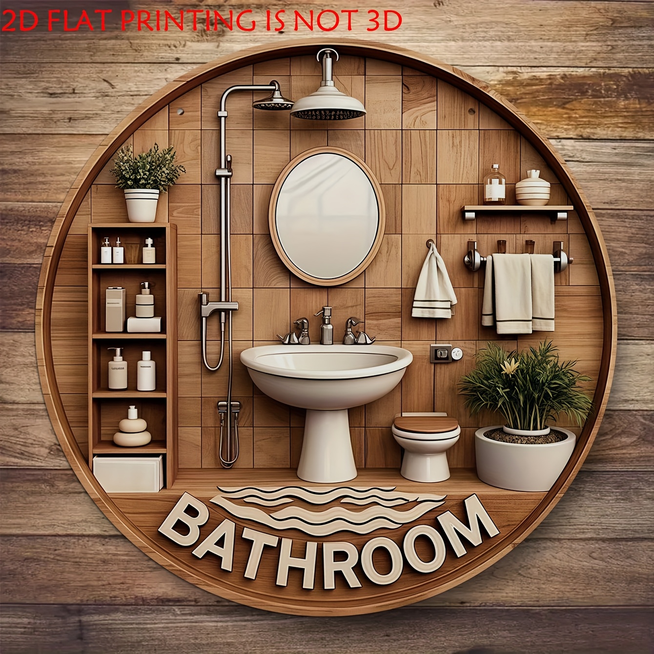 One 2D flat circular bathroom  - Woodworking Logos reseña y precio