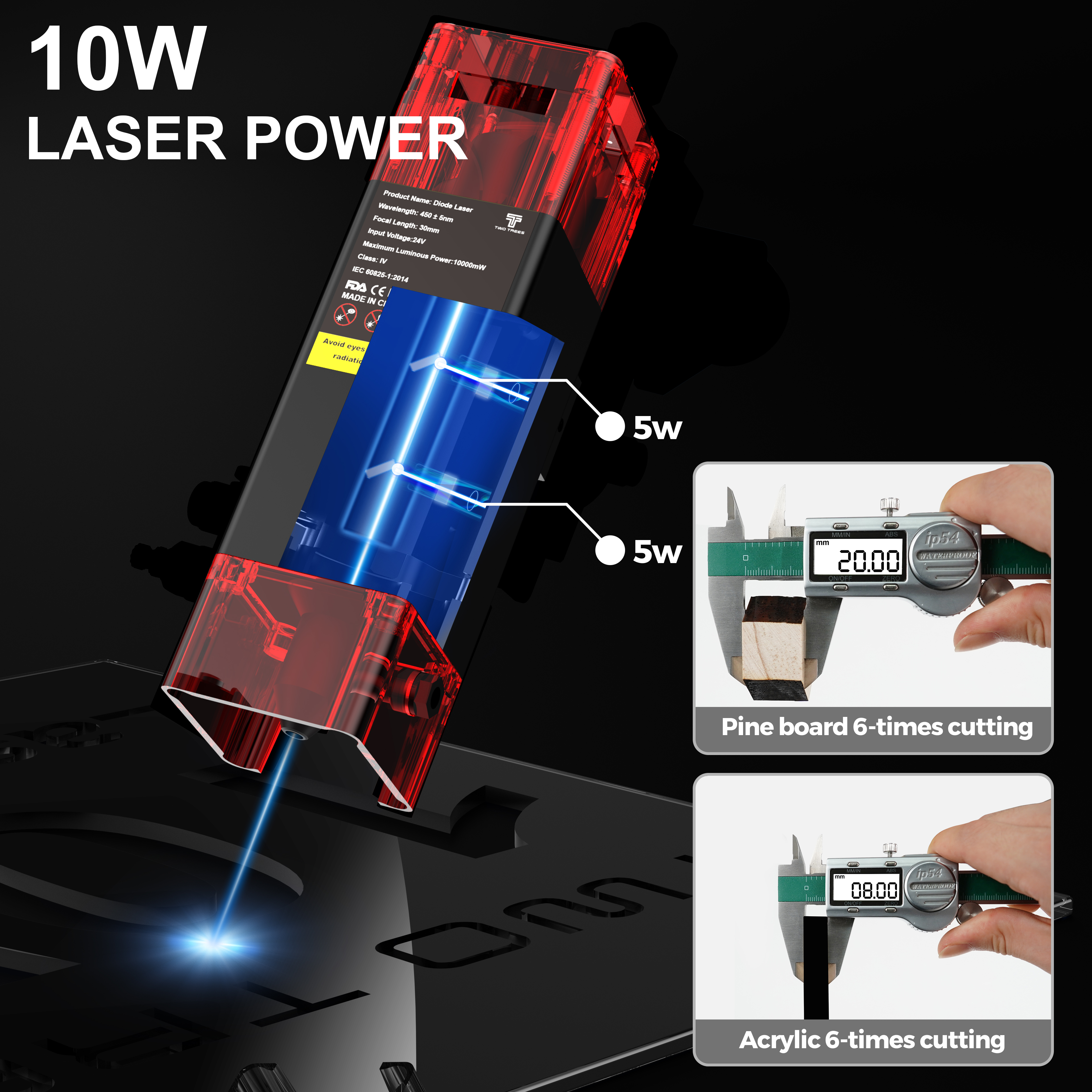 TWOTREES TTS-10 Pro Laser Engr - Woodworking Logos reseña y precio